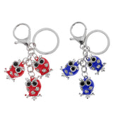 Maxbell Alloy Crystal Cute Three Owl Pendant Car Handbag Key Chain Decoration Blue