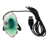 Maxbell Natural Agate Slice/geode USB Lamp Table Night Light on Iron Green