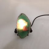 Maxbell Natural Agate Slice/geode USB Lamp Table Night Light on Iron Green