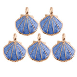 Maxbell 5PCS/Lot Alloy Shell Mobile Necklace Pendant Jewelry DIY Decor Dark Blue