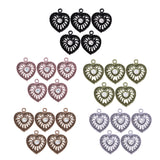 Maxbell 5 PCS/Lot Lady Hollow Heart Pendant Diamante Pendant Jewelry DIY Army Green