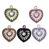 Maxbell 5 PCS/Lot Lady Hollow Heart Pendant Diamante Pendant Jewelry DIY Army Green