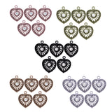 Maxbell 5 PCS/Lot Lady Hollow Heart Pendant Diamante Pendant Jewelry DIY Army Green