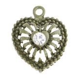 Maxbell 5 PCS/Lot Lady Hollow Heart Pendant Diamante Pendant Jewelry DIY Army Green