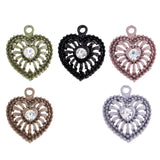 Maxbell 5 PCS/Lot Lady Hollow Heart Pendant Diamante Pendant Jewelry DIY Army Green