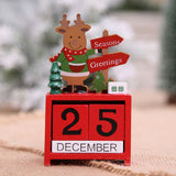 Maxbell Wooden Block Canlendar Tabletop Decoration Christmas Ornament  Elk