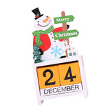 Maxbell Wooden Block Canlendar Tabletop Decoration Christmas Ornament  Snowman