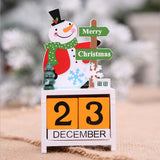 Maxbell Wooden Block Canlendar Tabletop Decoration Christmas Ornament  Snowman