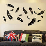 Maxbell Feather Pattern Wall Art Stickers Mirror Decal Indoor Home Decoration Black