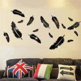 Maxbell Feather Pattern Wall Art Stickers Mirror Decal Indoor Home Decoration Black