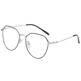 Maxbell Fashion Metal Frame Full Rim Eyeglasses Anti-Radition Glasses Black+Silver