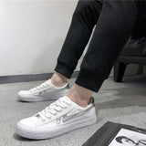 Maxbell Men's Canvas Shoes Low Cut Sneakers Lace Up Breathable Flat Shoes White40