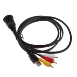 Maxbell Car Dashboard Flush Mount USB AUX to 3RCA Extension Lead Panel Cable 1m