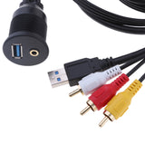 Maxbell Car Dashboard Flush Mount USB AUX to 3RCA Extension Lead Panel Cable 1m