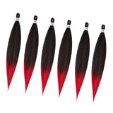 Maxbell 6 Pieces Pre Stretched Braiding Hair Hair Extension Braiding Hair Red