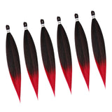 Maxbell 6 Pieces Pre Stretched Braiding Hair Hair Extension Braiding Hair Red