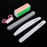 Maxbell 5x 100/180 Grit 2 Sided Nail Files Emery Board 4 Way Buffer Block Brush Set