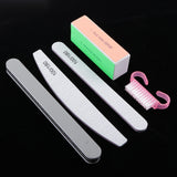 Maxbell 5x 100/180 Grit 2 Sided Nail Files Emery Board 4 Way Buffer Block Brush Set