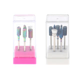 Maxbell 7pcs/set Nail Polishing Cuticle Removal Nail Drill Bit White Display Stand