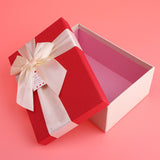 Maxbell Linen Cover Ribbon Empty Gifts Box Presents Case for Makeup Jewelry Display Red