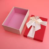 Maxbell Linen Cover Ribbon Empty Gifts Box Presents Case for Makeup Jewelry Display Red