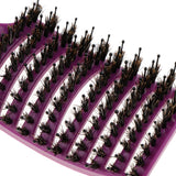 Maxbell Salon Bristle Hair Brush Hair Styling Scalp Massage Vent Paddle Comb Purple