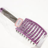 Maxbell Salon Bristle Hair Brush Hair Styling Scalp Massage Vent Paddle Comb Purple