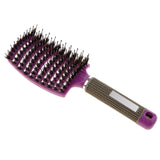 Maxbell Salon Bristle Hair Brush Hair Styling Scalp Massage Vent Paddle Comb Purple