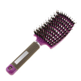 Maxbell Salon Bristle Hair Brush Hair Styling Scalp Massage Vent Paddle Comb Purple