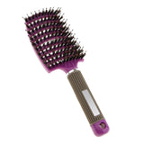 Maxbell Salon Bristle Hair Brush Hair Styling Scalp Massage Vent Paddle Comb Purple