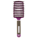 Maxbell Salon Bristle Hair Brush Hair Styling Scalp Massage Vent Paddle Comb Purple
