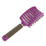 Maxbell Salon Bristle Hair Brush Hair Styling Scalp Massage Vent Paddle Comb Purple