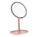 Maxbell 30 LED Lighted Makeup Mirror Infrared Induction Vanity Mirror with Organizer Pink