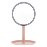 Maxbell 30 LED Lighted Makeup Mirror Infrared Induction Vanity Mirror with Organizer Pink