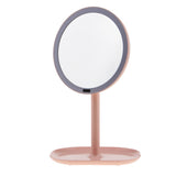 Maxbell 30 LED Lighted Makeup Mirror Infrared Induction Vanity Mirror with Organizer Pink