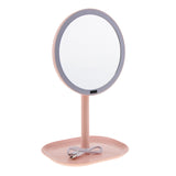 Maxbell 30 LED Lighted Makeup Mirror Infrared Induction Vanity Mirror with Organizer Pink