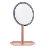 Maxbell 30 LED Lighted Makeup Mirror Infrared Induction Vanity Mirror with Organizer Pink