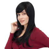 Maxbell Natural Long Straight Human Hair Wig Full Black Wigs Bangs for Women