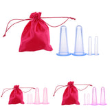 Maxbell 4 Pieces Silicone Anti Cellulite Massage Vacuum Cupping Body Facial Cups Set Blue