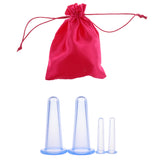 Maxbell 4 Pieces Silicone Anti Cellulite Massage Vacuum Cupping Body Facial Cups Set Blue