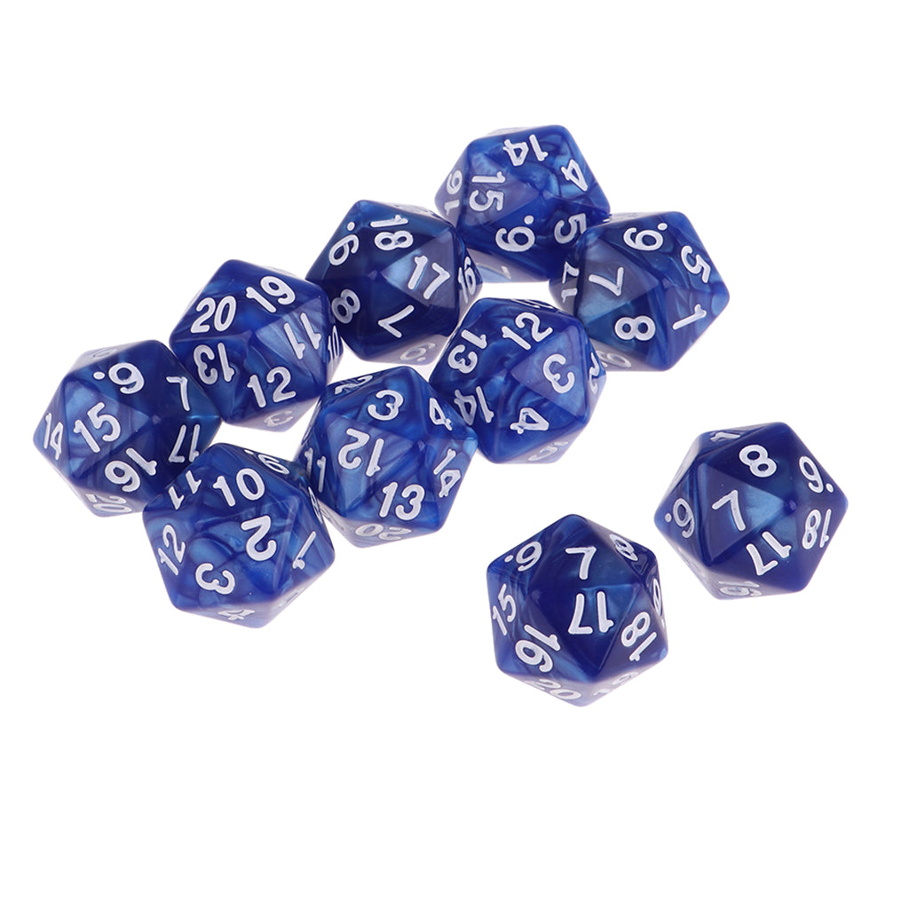 Maxbell 10 Pack of Twenty Sided Dice D20 Playing D&D RPG Party Games Dices Blue