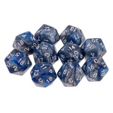 Maxbell 10pcs 20-Sided Dice Polyhedron Dices for D&D TRPG Cup Game Blue + Grey