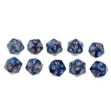 Maxbell 10pcs 20-Sided Dice Polyhedron Dices for D&D TRPG Cup Game Blue + Grey