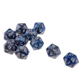 Maxbell 10pcs 20-Sided Dice Polyhedron Dices for D&D TRPG Cup Game Blue + Grey