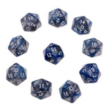Maxbell 10pcs 20-Sided Dice Polyhedron Dices for D&D TRPG Cup Game Blue + Grey