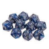 Maxbell 10pcs 20-Sided Dice Polyhedron Dices for D&D TRPG Cup Game Blue + Grey