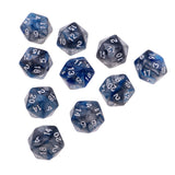Maxbell 10pcs 20-Sided Dice Polyhedron Dices for D&D TRPG Cup Game Blue + Grey