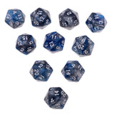 Maxbell 10pcs 20-Sided Dice Polyhedron Dices for D&D TRPG Cup Game Blue + Grey