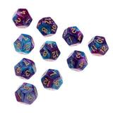 Maxbell Multi-sided Dice Polyhedron Dice D12 for D&D TRPG Table Game Purple+Blue