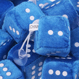 Maxbell 24Pcs 4cm Plush Fuzzy Dice Family Set Car Dice Mirror Hanging Pendant Blue